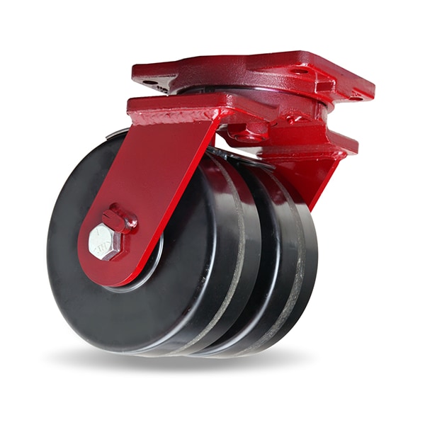 Extra Heavy Duty Dual-Wheel Swivel Caster, 10" x 3" Plastex Phenolic Wheels