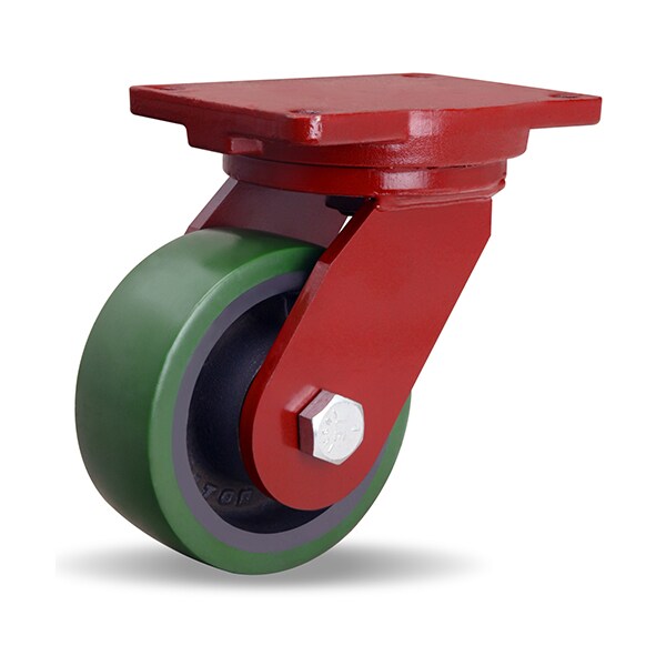 Extra Heavy Duty Swivel Caster, 6" x 2 1/2" Duralast Polyurethane (95A) on Cast Iron Wheel