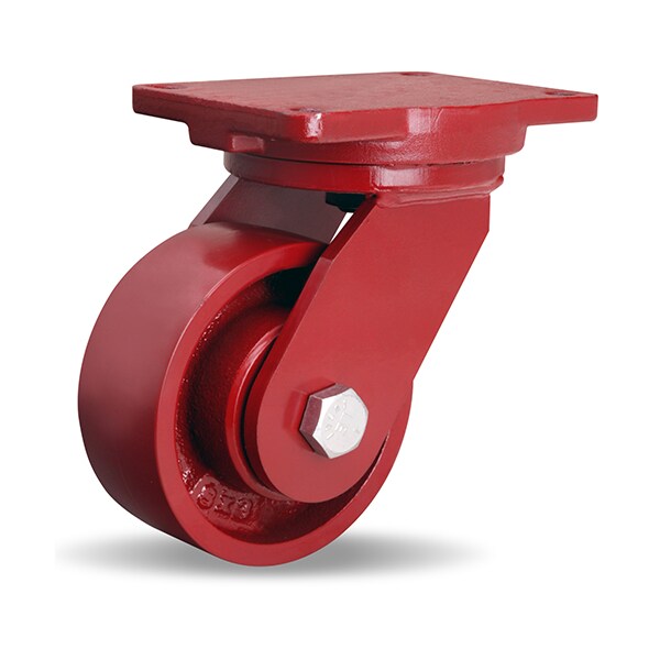 Extra Heavy Duty Swivel Caster, 6" x 2-1/2" Metal Wheel, 1" Straight Roller Bearing