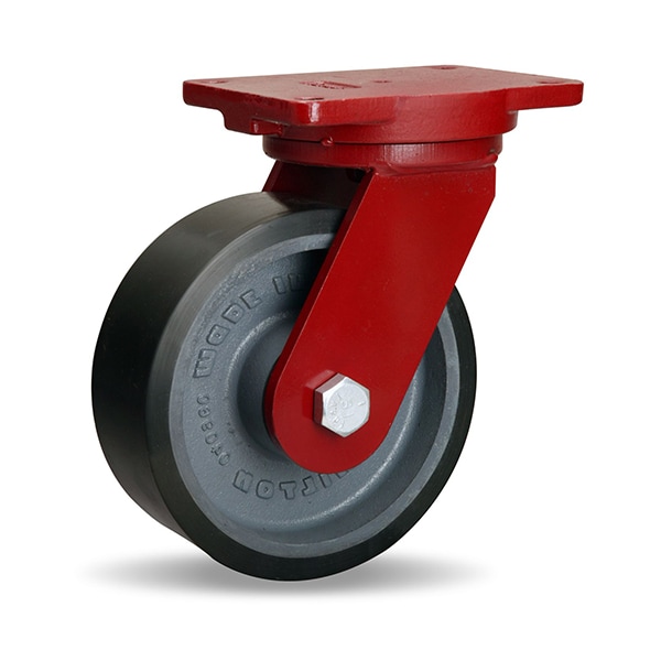 Extra Heavy Duty Swivel Caster, 8" x 3" Duralast XC Polyurethane (70D) on Cast Iron Wheel