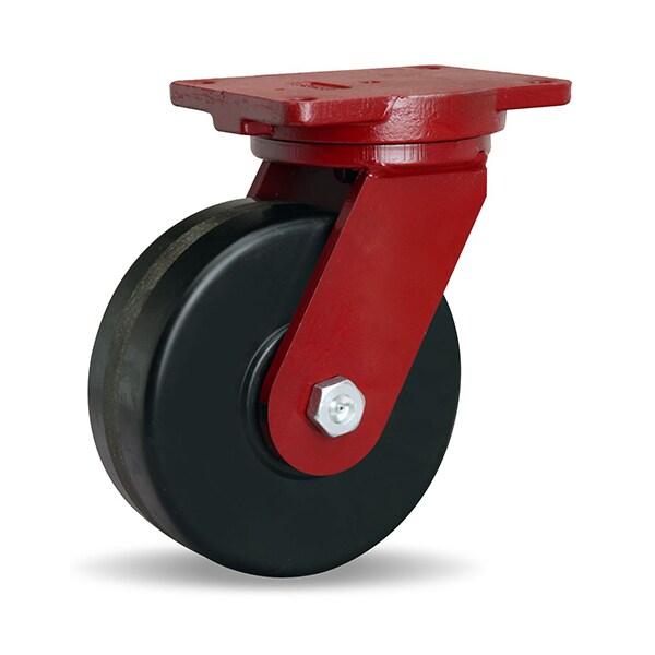 Extra Heavy Duty Swivel Caster, 8" x 3" Plastex Phenolic Wheel, 1" Straight Roller Bearing