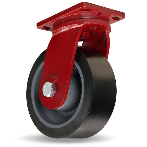 Enhanced Precision Super Duty Swivel Caster, 10" x 4" Superlast XC Polyurethane on Forged Steel Wheel