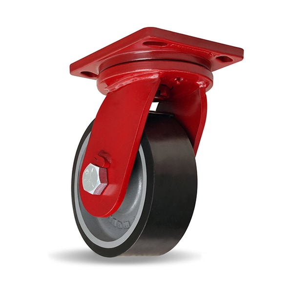 Enhanced Precision Super Duty Swivel Caster, 8" x 3" Duralast XC Polyurethane on Cast Iron Wheel