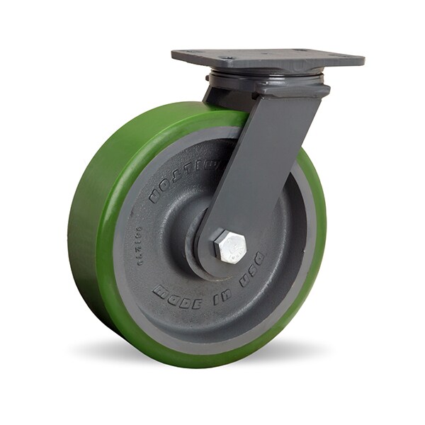 Extended Service Swivel Caster, 10" x 3" Duralast Polyurethane (95A) on Cast Iron Wheel