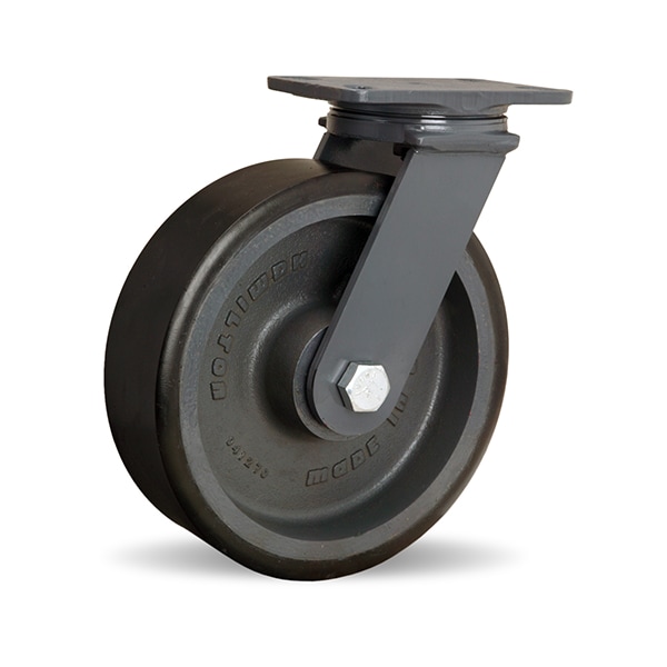 Extended Service Swivel Caster, 10" x 3" Duralast XC Polyurethane (70D) on Cast Iron Wheel