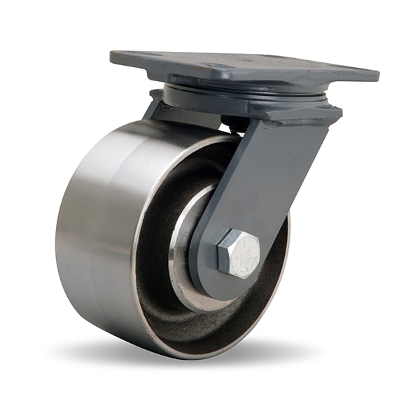 Extended Service Swivel Caster, 6" x 3" Forged Steel Wheel, 3/4" Precision Tapered Bearing