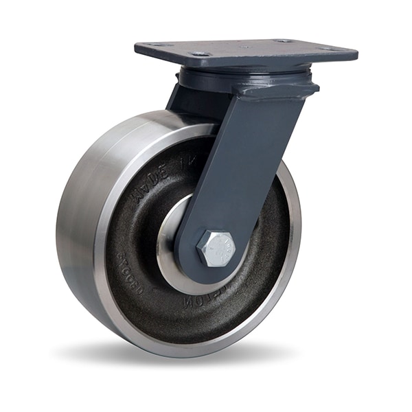 Extended Service Swivel Caster, 8" x 3" Forged Steel Wheel, 3/4" Precision Tapered Bearing
