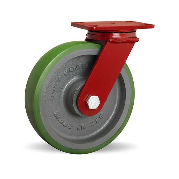 ForgeMaster Swivel Caster, 10" x 2 1/2" Duralast Polyurethane (95A) on Cast Iron Wheel