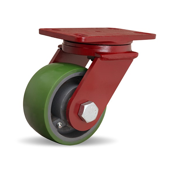 ForgeMaster Swivel Caster, 5" x 2 1/2" Duralast Polyurethane (95A) on Cast Iron Wheel