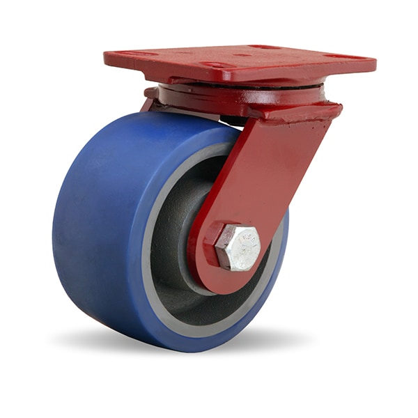 ForgeMaster Swivel Caster, 6" x 3" Ergo-Glide Polyurethane (85A) on Cast Iron Wheel