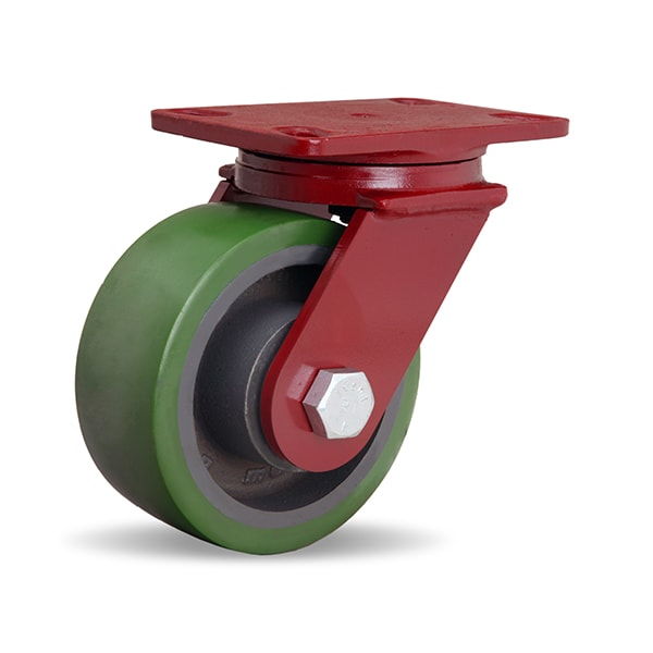 ForgeMaster Swivel Caster, 6" x 2-1/2" Duralast Polyurethane (95A) on Cast Iron Wheel