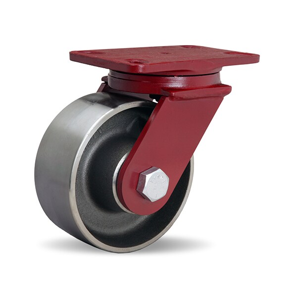 ForgeMaster Swivel Caster, 6" x 2-1/2" Forged Steel Wheel, 3/4" Precision Tapered Roller Bearings