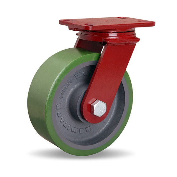 ForgeMaster Swivel Caster, 8" x 3" Duralast Polyurethane (95A) on Cast Iron Wheel