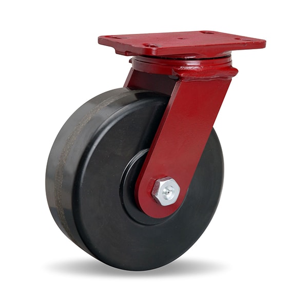 ForgeMaster Swivel Caster, 8" x 3" Plastex Phenolic Wheel, 1" Straight Roller Bearing