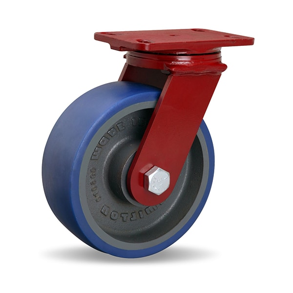 ForgeMaster Swivel Caster, 8" x 3" Ergo-Glide Polyurethane (85A) on Cast Iron Wheel