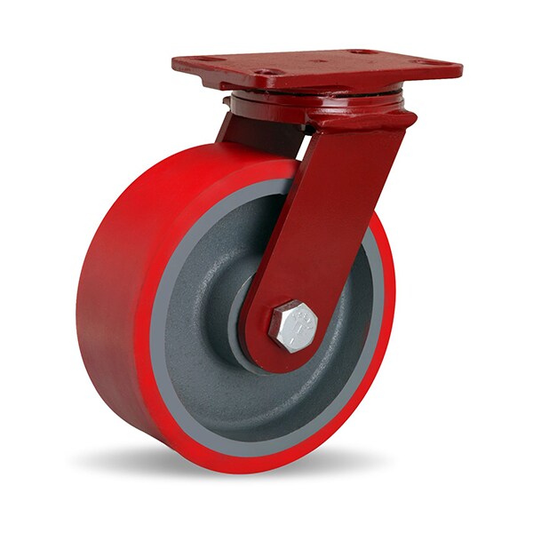 ForgeMaster Swivel Caster, 8" x 3" Ultralast Premium Polyurethane (95A) on Cast Iron Wheel