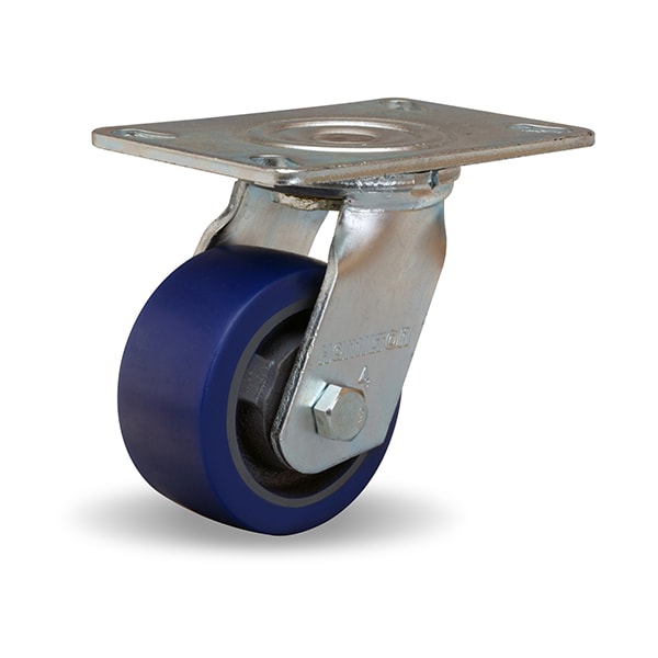 General Service Swivel Caster, 4" x 2" Ergo-Glide Polyurethane (85A) on Cast Iron Wheels