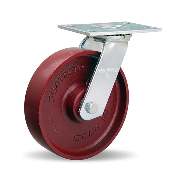 General Service Swivel Caster, 8" x 2" Metal Wheel, 1/2" Sealed Precision Ball Bearing