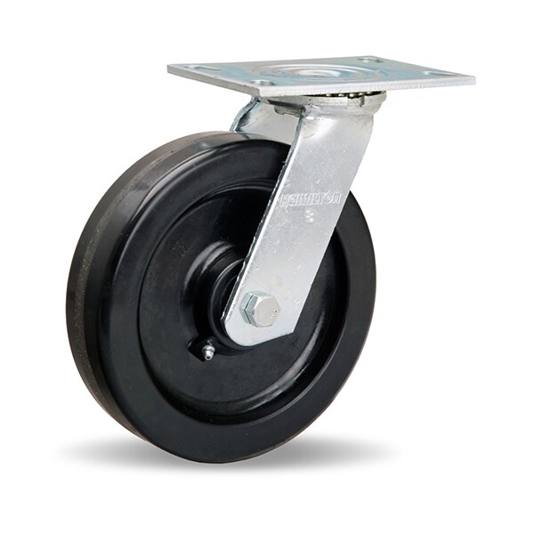 General Service Swivel Caster, 8" x 2" Plastex Phenolic Wheel, 3/4" Straight Roller Bearing