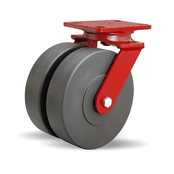 Heavy Service Dual-Wheel Swivel Caster, 8" x 2" Nylast High Performance Cast Nylon Wheelss
