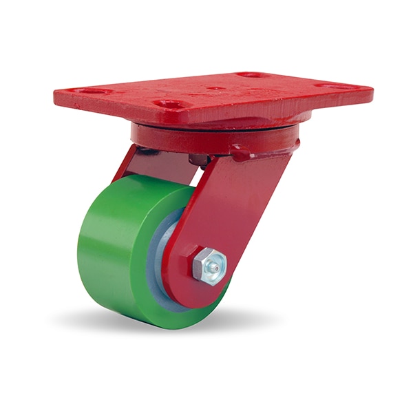 Heavy Service Swivel Caster, 3 1/4" x 2" Duralast Polyurethane (95A) on Cast Iron Wheel