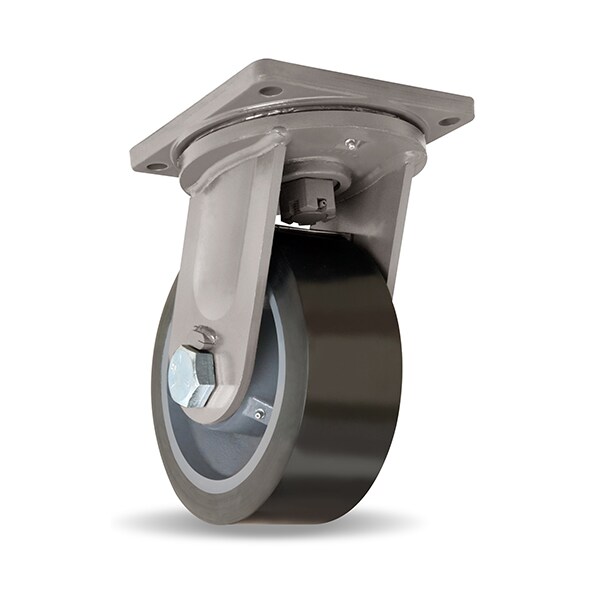 Maxi-Duty Swivel Caster, 10" x 4" Superlast XC Polyurethane (70D) on Forged Steel Wheel