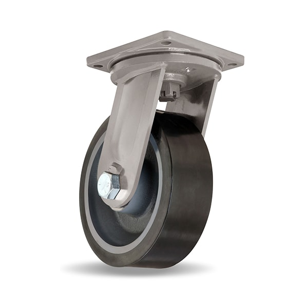 Maxi-Duty Swivel Caster, 12" x 4" Superlast XC Polyurethane (70D) on Forged Steel Wheel