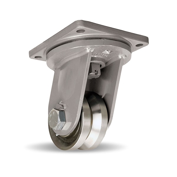 Maxi-Duty Swivel Caster, 6" x 3" Forged Steel V-Grooved Wheel, 1 1/4" Precision Tapered Roller Bearing