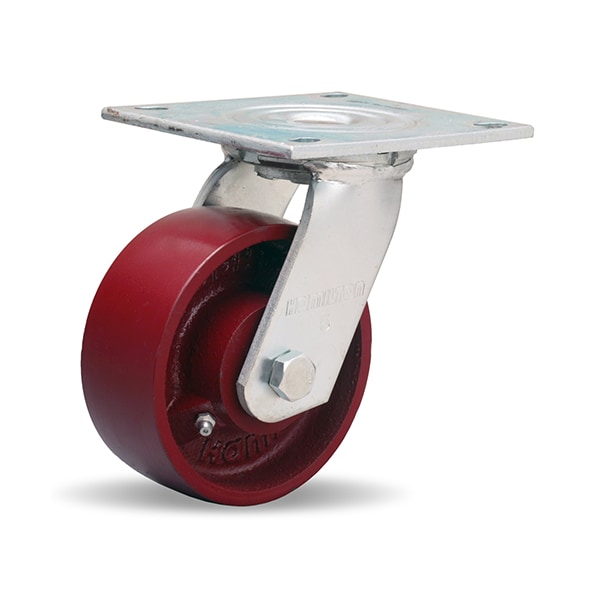 Medium Service Swivel Caster, 5" x 2" Metal Wheel, 1/2" Sealed Precision Ball Bearing