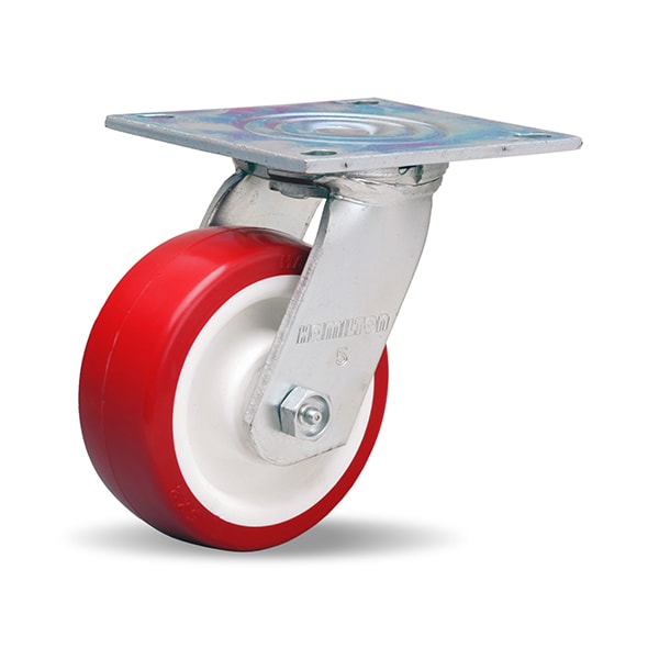 Medium Service Swivel Caster, 5" x 2" Poly-Tech Polyurethane (95A) on Polypropylene Wheel