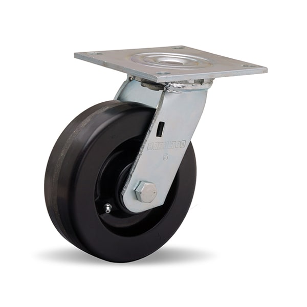 Medium Service Swivel Caster, 6" x 2" Plastex Phenolic Wheel, 3/4" Straight Roller Bearing