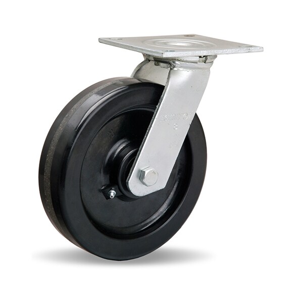 Medium Service Swivel Caster, 8" x 2" Plastex Phenolic Wheel, 3/4" Straight Roller Bearing