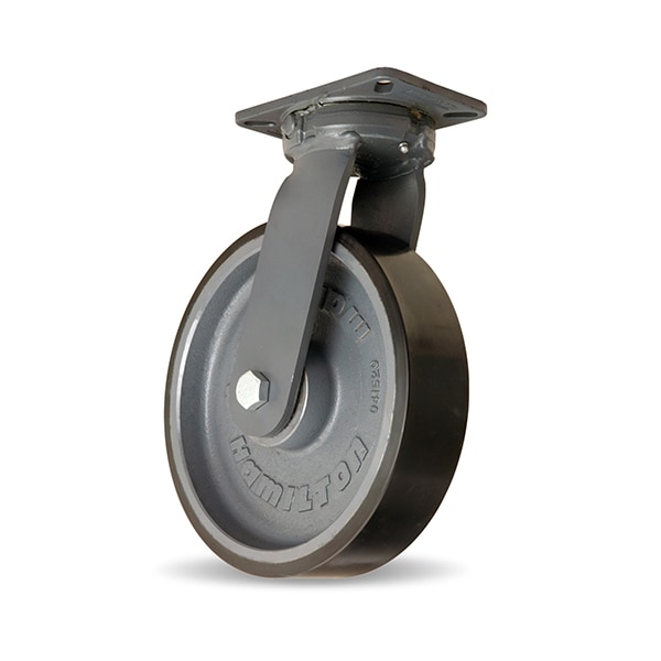 Super Endurance Swivel Caster, 12" x 3" Duralast XC Polyurethane (70D) on Cast Iron Wheel
