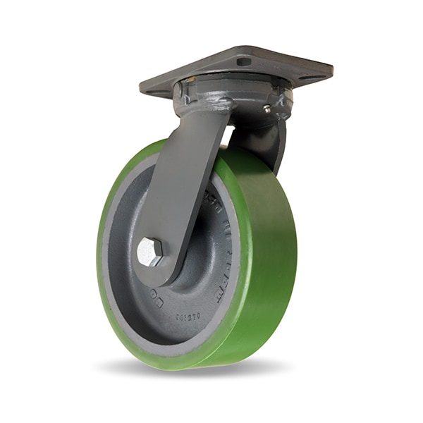 Super Endurance Swivel Caster, 10" x 3" Duralast Polyurethane (95A) on Cast Iron Wheel