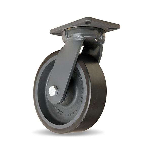 Super Endurance Swivel Caster, 10" x 3" Duralast XC Polyurethane (70D) on Cast Iron Wheel