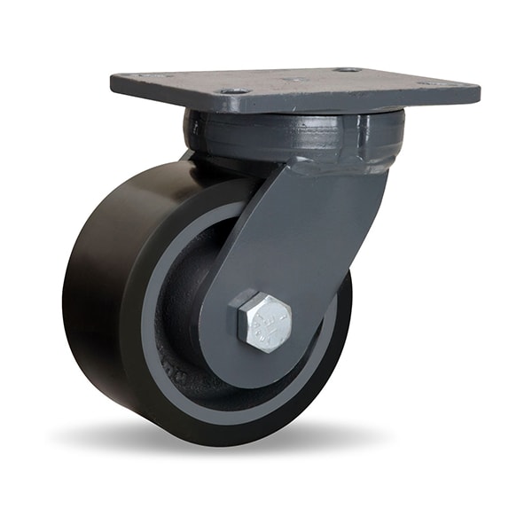 Super Endurance Swivel Caster, 6" x 3" Duralast XC Polyurethane (70D) on Cast Iron Wheel