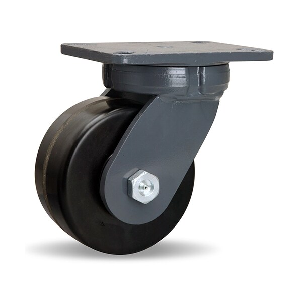 Super Endurance Swivel Caster, 6" x 3" Plastex Phenolic Wheel, 3/4" Precision Tapered Roller Bearing