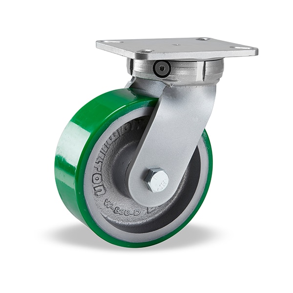 Super Endurance Swivel Caster, 8" x 3" Duralast Polyurethane (95A) on Cast Iron Wheel