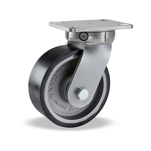 Super Endurance Swivel Caster, 8" x 3" Duralast XC Polyurethane (70D) on Cast Iron Wheel