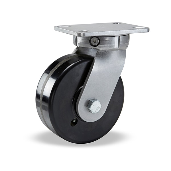 Super Endurance Swivel Caster, 8" x 3" Plastex Phenolic Wheel, 3/4" Precision Tapered Roller Bearing