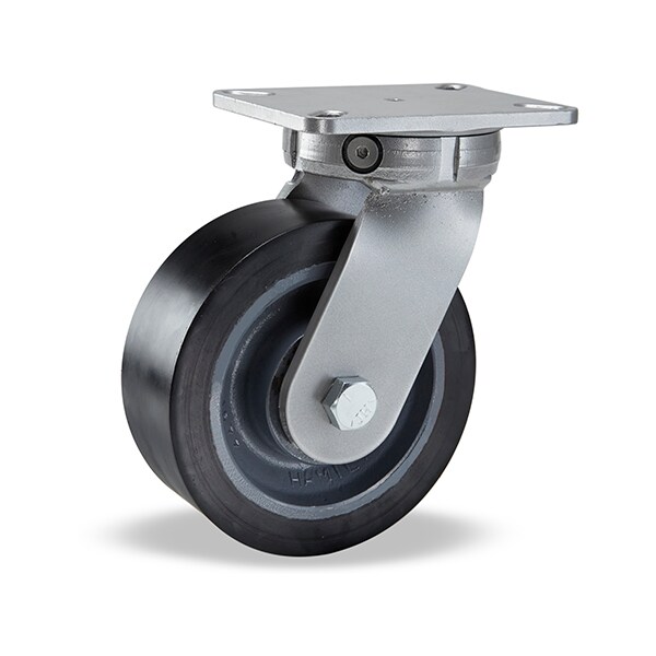 Super Endurance Swivel Caster, 8" x 3" Superlast XC Polyurethane (70D) on Forged Steel Wheel