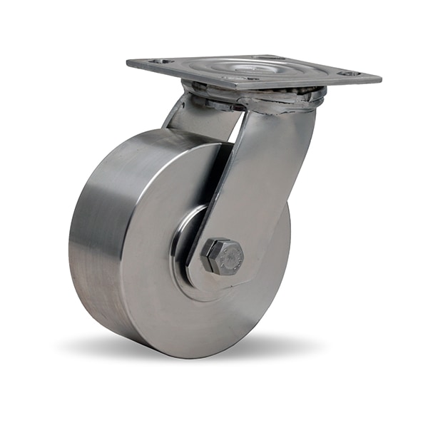 Stainless Steel Swivel Caster, 5" x 2" Stainless Steel Wheel, 3/4" Delrin Bearing