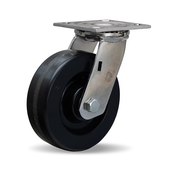 Stainless Steel Swivel Caster, 6" x 2" Plastex Phenolic Wheel, 3/4" Delrin Bearing