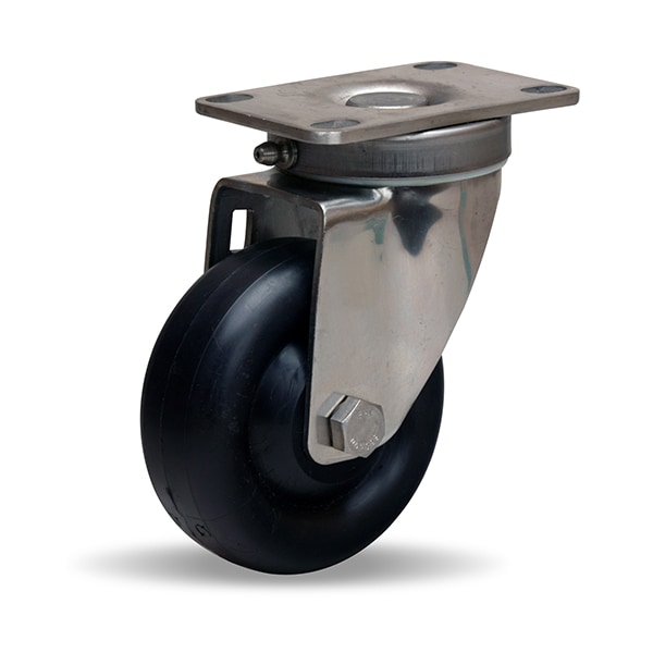 Stainless Steel Swivel Caster, 3 1/2" x 1 3/8" Aqualite Polyolefin (75D) Wheel, 1/2" Plain Bore