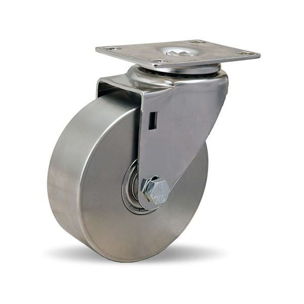 Stainless Steel Swivel Caster, 4" x 1 3/8" Stainless Steel Wheel, 1/2" Delrin Bearing