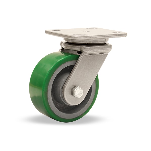 Workhorse Swivel Caster, 5" x 2" Duralast Polyurethane (95A) on Cast Iron Wheels