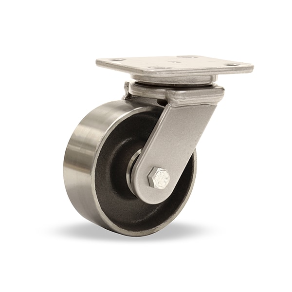 Workhorse Swivel Caster, 5" x 2" Forged Steel Wheel, 1/2" Precison Tapered Bearings