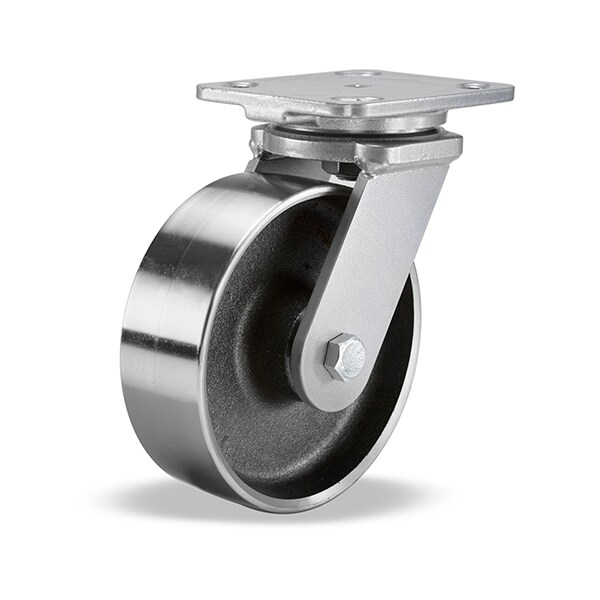 Workhorse Swivel Caster, 6" x 2" Forged Steel Wheel, 3/4" Precision Tapered Roller Bearings