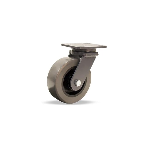 Workhorse Swivel Caster, 6" x 2" DuraGlide Wheel 1" thick Polyurethane (95A) Wheel