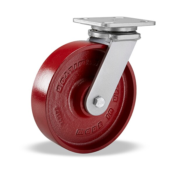 Workhorse Swivel Caster, 8" x 2" Metal Wheel, 1/2" Precison Tapered Bearings